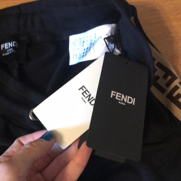 LAST1 FENDI logo striped men’s black jogger,XL!NWT - Picture 4 of 8